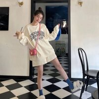Bộ Nỉ Nữ, Bộ áo quần Sweater dài tay dáng rộng Phong cách Thu Đông Hàn Quốc M6802-1- Melysa