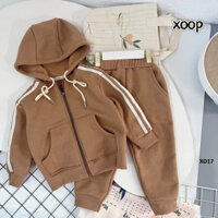 bộ nỉ thể thao có mũ cho bé