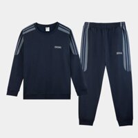 Bộ Nỉ Thể Thao Nam Thu Đông Quần Áo Nam Dài Tay Vải Cotton Dày Dặn Ấm Co Dãn Năng Động – D062
