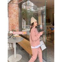 Bộ nỉ thể thao phối trắng xẻ vạt