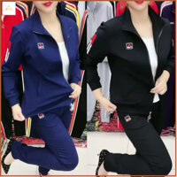 Bộ Nỉ Thu Đông Nữ Dài Tay Kéo Khóa,Sét Bộ Dài Tay Thu Đông Trung Niên Dày Dặn Có Bigsize - B23