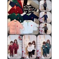 Bộ Nỉ Trần Trám Lót Lông Cừu Ấm Áp Cho Bé Gái