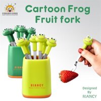 Bộ nĩa trái cây inox sáng tạo dễ thương trẻ em hoạt hình phong cách Châu Âu nhỏ sang trọng khay cắm trái cây gia dụng