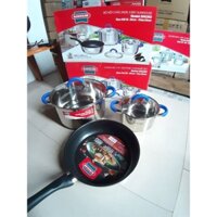BỘ NỒI 3 CÁI SUNHOUSE SHG: 361( Nồi 16 - Nồi 24  -Chảo 24 cm Dùng Được Bếp Từ)