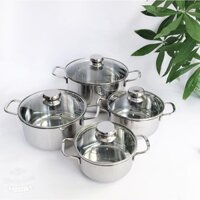 Bộ nồi 3 đáy inox 430 Fivestar FS08CG 4 món nắp kính sử dụng bếp từ