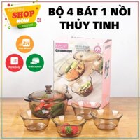 Bộ Nồi 5 bát thủy tinh có nắp đậy sang trọng