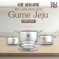 BỘ NỒI 5 ĐÁY INOX 18/10 JEJU (4PC) GMP - 3544 GUME HÀN QUỐC - Bảo hành 12 tháng