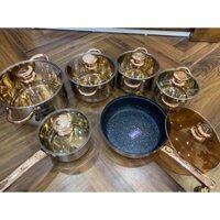 Bộ Nồi 6 Món inox nắp kiếng