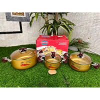 Bộ nồi anod Sunhouse SH6634 chất liệu nhôm dùng bếp gas bếp hồng ngoại HT-Mart
