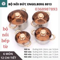 Bộ nồi bếp từ 6 món nhập khẩu Đức mạ vàng cao cấp Kaisa villa, Chef Chef, ENGELBERG