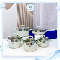 Bộ Nồi Bếp Từ Amey Đức cao cấp - Bộ Nồi Inox 304 Đáy 9 Lớp Phù Hợp Mọi Loại Bếp - Nhà Bếp Kim Quỳnh