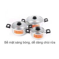 Bộ Nồi Canh SUPOR S17A-T1 size 16cm,20cm,24cm nắp kính tay cầm chống nóng tiện dụng.