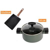 Bộ nồi chảo 2 món SH4 đáy từ Seoulcook Hàn Quốc, dùng cho mọi loại bếp