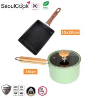 Bộ nồi chảo 2 món SL3,  quánh 16cm  chảo vuông 15x20cm đáy từ Induction Seoulcook Hàn Quốc, dùng được tất cả các loại bếp  Hàng chính hãng
