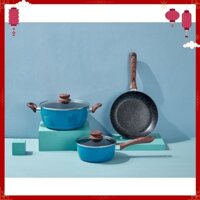 Bộ nồi chảo 3 món vân đá chống dính đáy từ - Nồi quánh chống dính vân đá cẩm thạch bằng nhôm - Phù hợp cho mọi loại bếp