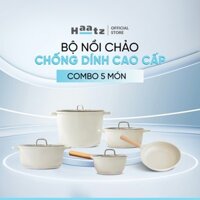 Bộ Nồi Chảo 5 món Chống Dính Phủ Gốm Haatz - Cao Cấp Bảo Hành 12 Tháng