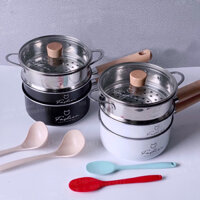 Bộ Nồi Chảo Ăn Dặm Nấu Cháo Bột Kèm Xửng Hấp Cho Bé FASHION 16Cm Chống Dính Cao Cấp Tặng Muỗng Thìa