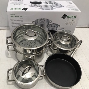 Bộ nồi chảo Arber 5 chiếc inox 304 AN05IVH.