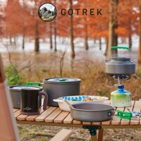 Bộ Nồi Chảo Cắm Trại Ngoài Trời 9 Món Xếp Gọn Tiện Lợi Chống Dính, Bộ Xoong Nồi Nhôm Đa Năng Camping