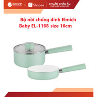 Bộ nồi chảo chống dính sứ Elmich Baby EL size 16cm Quà tặng từ sữa nên giá siêu sốc Chế Biến Ăn Dặm Cho Bé