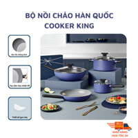 Bộ nồi chảo chông dính vân đá cao cấp hàn quốc Mitomo Cooker King siêu bền- Hàng chính hãng