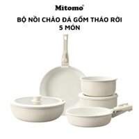 Bộ nồi chảo đá gốm chống dính cán rời 5 món Mitomo