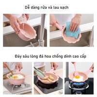 Bộ nồi chảo đá nấu ăn dặm cho bé kèm lồng hấp hinh hoa