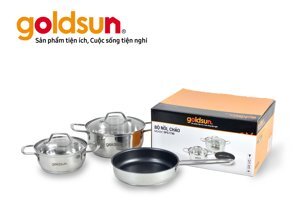 Bộ nồi chảo inox 3 đáy Goldsun GPS1790