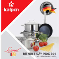 Bộ nồi chảo inox 304 cao cấp 5 đáy Kalpen Lermat L2 chuẩn công nghệ Đức gồm 3 nồi 182226cm và chảo chống dính 26cm - Hàng chính hãng
