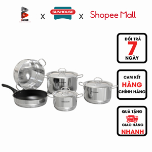 Bộ nồi chảo inox 5 đáy Sunhouse SHG998