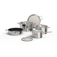 BỘ NỒI CHẢO INOX CAO CẤP 5 ĐÁY SUNHOUSE SHG999 - Hàng Thanh Lý Đẹp