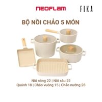 Bộ nồi chảo Neoflam Fika Hàn Quốc 5 món - lựa chọn 2. Made in Korea