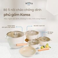 Bộ nồi chảo phủ gốm Ceramic Haatz 5 món cao cấp – An toàn, chống dính, dùng cho mọi bếp