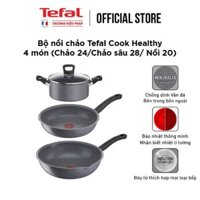 Bộ nồi chảo Tefal Cook Healthy 3pcs (Chảo 24/Chảo sâu 28/ Nồi 20)