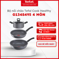 Bộ nồi chảo Tefal Cook Healthy G134S495 4 món (Chảo 24/Chảo sâu 28/ Nồi 20/Nắp nồi)