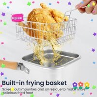 Bộ nồi chiên sâu AQUUA, Nồi hấp giỏ chiên 2,5L bằng thép không gỉ, Chảo chiên sâu cầm tay tiết kiệm dầu đa chức năng vuông Đi bộ đường dài