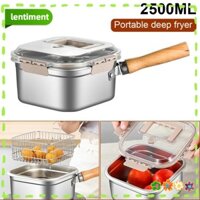 Bộ nồi chiên sâu LENTIMENT, Nồi hấp giỏ chiên 2,5L bằng thép không gỉ, Chảo chiên sâu di động tiết kiệm dầu đa chức năng vuông dã ngoại
