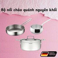Bộ Nồi CHOCKMEN Inox Cao Cấp Nồi Nấu 20cm + Quánh Inox 12cm + Chảo Inox 16/20cm Dùng Mọi Loại Bếp