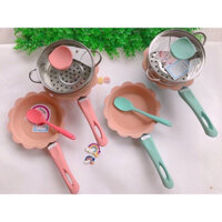 Bộ nồi đá kèm hấp chống dính size 16cm_Nồi Chảo nấu ăn dặm chóng dính