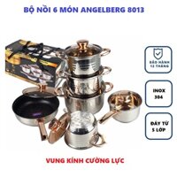 Bộ nồi đáy từ 5 lớp ANGELBERG Eb-8013 gồm 6 món 12 chi tiết nhập khẩu từ Đức thế hệ mới