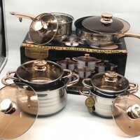 Bộ Nồi Đức 6 Món 12 Chi Tiết, Bộ nồi tráng men vàng cao cấp sang trọng, Dùng cho mọi loại bếp GiaDungANHTHU.Store