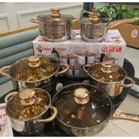 BỘ NỒI ĐỨC - ANGELBERG , 6 MÓN 12 CHI TIẾT , DÙNG CHO MỌI LOẠI BẾP