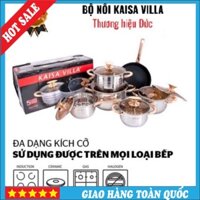 BỘ NỒI ĐỨC BẰNG INOX 304 VUNG KÍNH ĐÁY 5 LỚP DÀY KAISA VILLA 6 MÓN SIÊU ĐẸP [KV-6618] Hàng Chuẩn