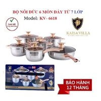 BỘ NỒI ĐỨC KAISA VILLA ĐÁY TỪ 7 LỚP 6 MÓN 12 CHI TIẾT KV-6618/ BỘ NỒI ANGELBERG 6 MÓN 12 CHI TIẾT