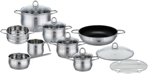 Bộ nồi inox nắp kính ELO Platin 5 chiếc (dùng cho cả bếp từ)