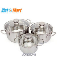 Bộ nồi Fivestar 3 chiếc nắp kính