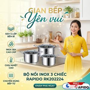 Bộ nồi gang đúc tráng men Rapido RK202224