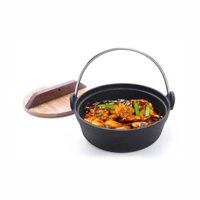 Bộ  nồi gang  nắp  gỗ 18cm  cao cấp  Dragon