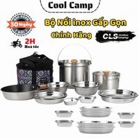 Bộ Nồi Gấp Gọn Dã Ngoại Inox 304 Chính Hãng CLS, Bộ Nồi Cắm Trại Camping An Toàn Dễ Mang Theo