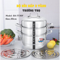 Bộ Nồi Hấp 3 Tầng Trường Thọ BA-TT30F 30 cm - Hàng chính hãng - Bảo hành 12 tháng